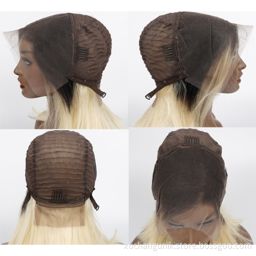 High Quality Human Virgin Hair Colorful Bob 13x4 HD Transparent Lace Front Wig Brazilian 613 Blonde Short Human Hair Bob Wig
